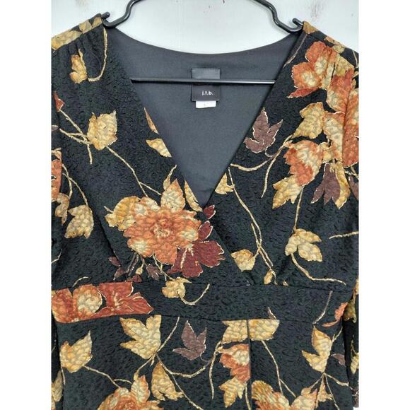 Vintage Top Womens L Babydoll Textured Faux Wrap Y2K Witchy Grunge Dark Fall - Picture 3 of 9